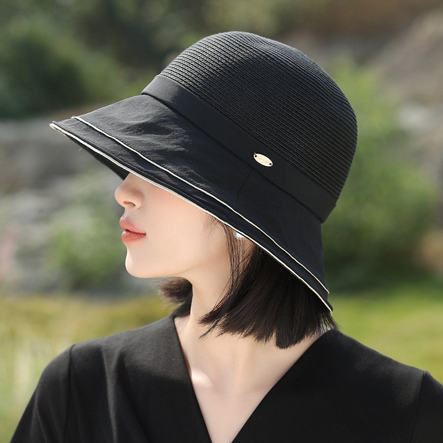 Bucket Hat Women's Stitching Sun Hat Sun-proof And Breathable Bucket Hat Fashion Leisure Artistic Simple - Image 5