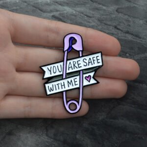 Purple Safety Pin Brooch Heart Enamel Brooch Badge