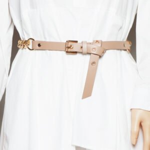Belt Thin Chain Metal Buckle Design Belt
