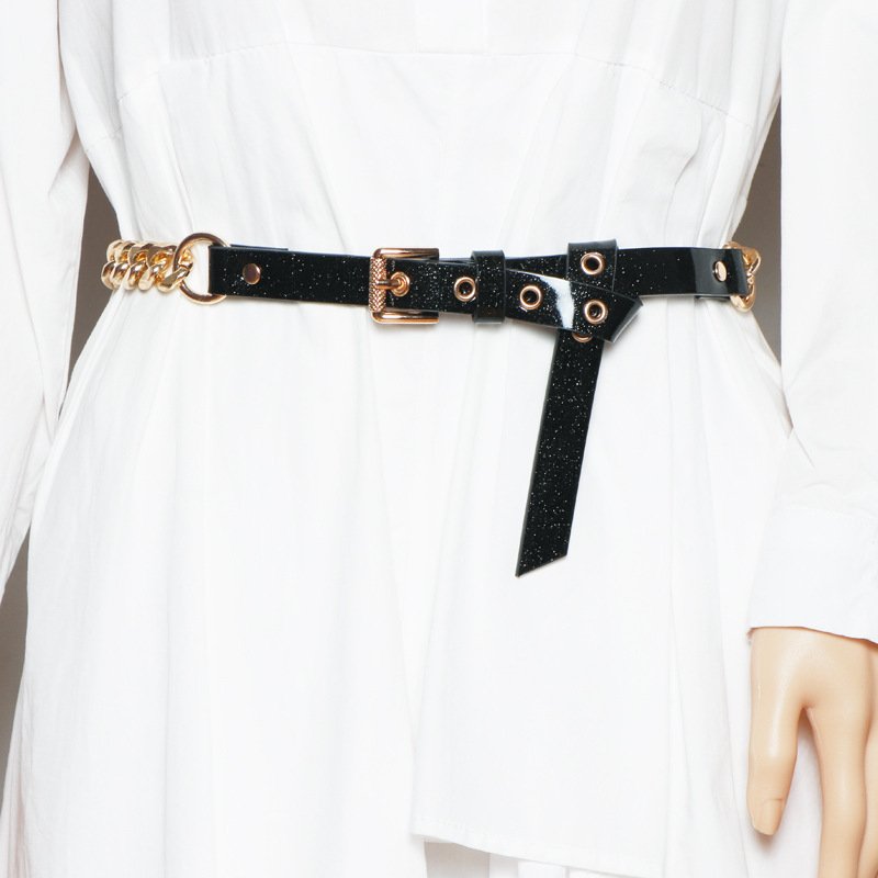 Belt Thin Chain Metal Buckle Design Belt - Image 3