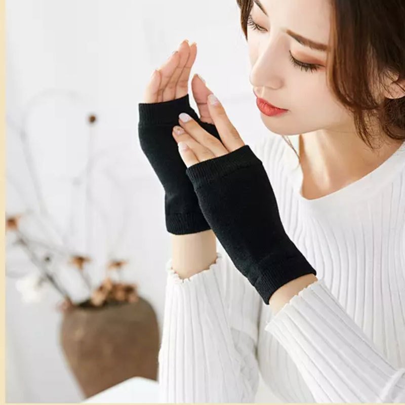 Winter Cotton Gloves Half Finger Sports Fingerless Gloves Knitted - Image 2
