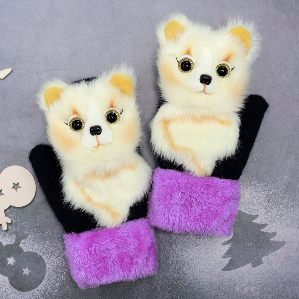 Winter Women's Plush Cartoon Animal Gloves - Image 4