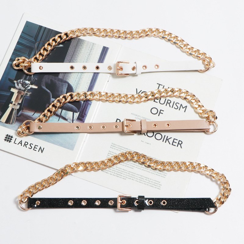 Belt Thin Chain Metal Buckle Design Belt - Image 5