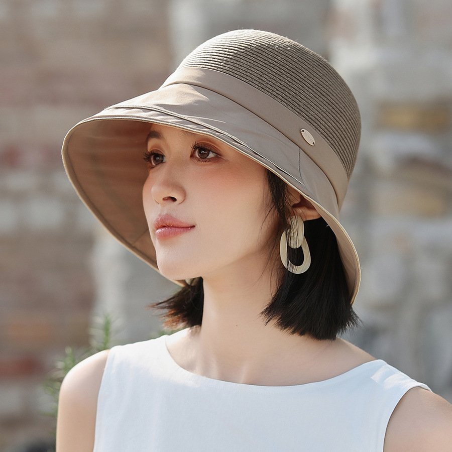 Bucket Hat Women's Stitching Sun Hat Sun-proof And Breathable Bucket Hat Fashion Leisure Artistic Simple - Image 7